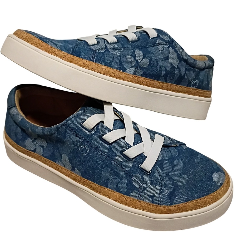 Revitalign Hermosa Orthotic Floral Denim Sneakers Women 9.5 D‎ Blue Comfort
